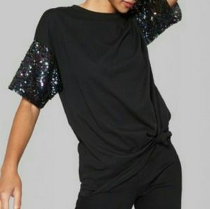 NWT Wild Fable sz M sequence sleeve top